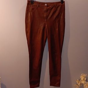 Aritzia Wilfred brown faux leather Skinny pants